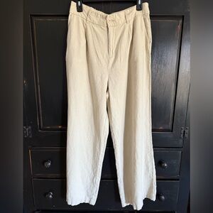 Rewash Cream Wide-Leg Women's Trousers Linen Blend